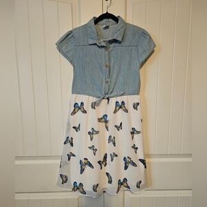 Girls Denim and Butterfly Sundress